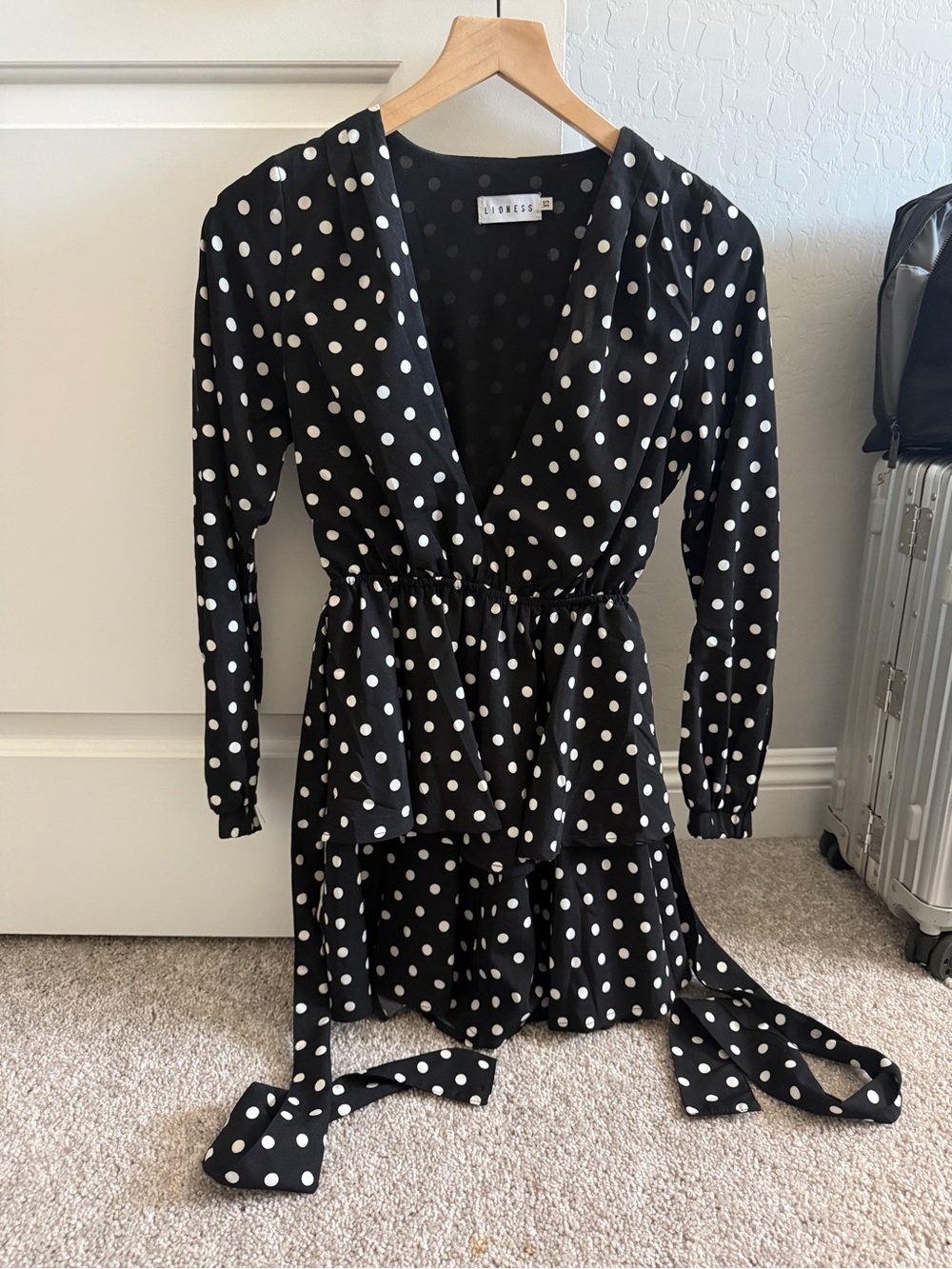 Lioness Black and White Polka Dot Mini Dress